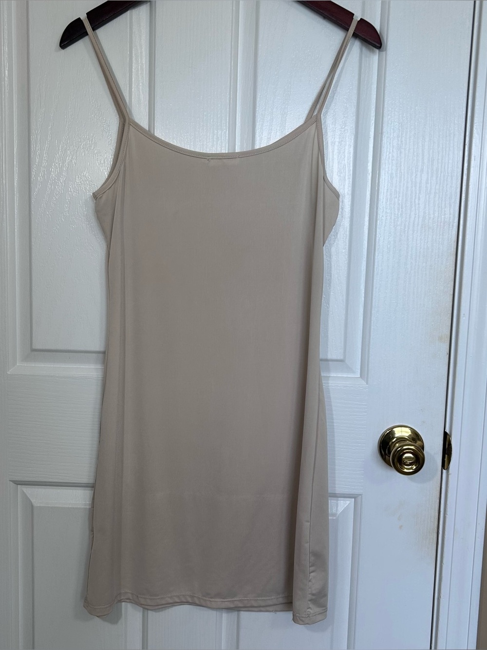 Blu Pepper Womens Beige Spaghetti Strap Mini Dress Slip Layering Stretch Large